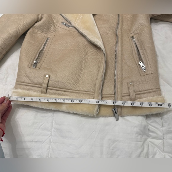 Topshop Faux Shearling Aviator Leather Moto Jacket - Picture 9 of 10